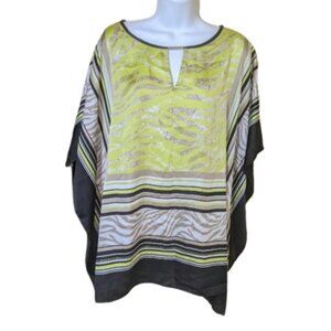 Yellow, Black, White Kaftan Style Blousy Top Size XL